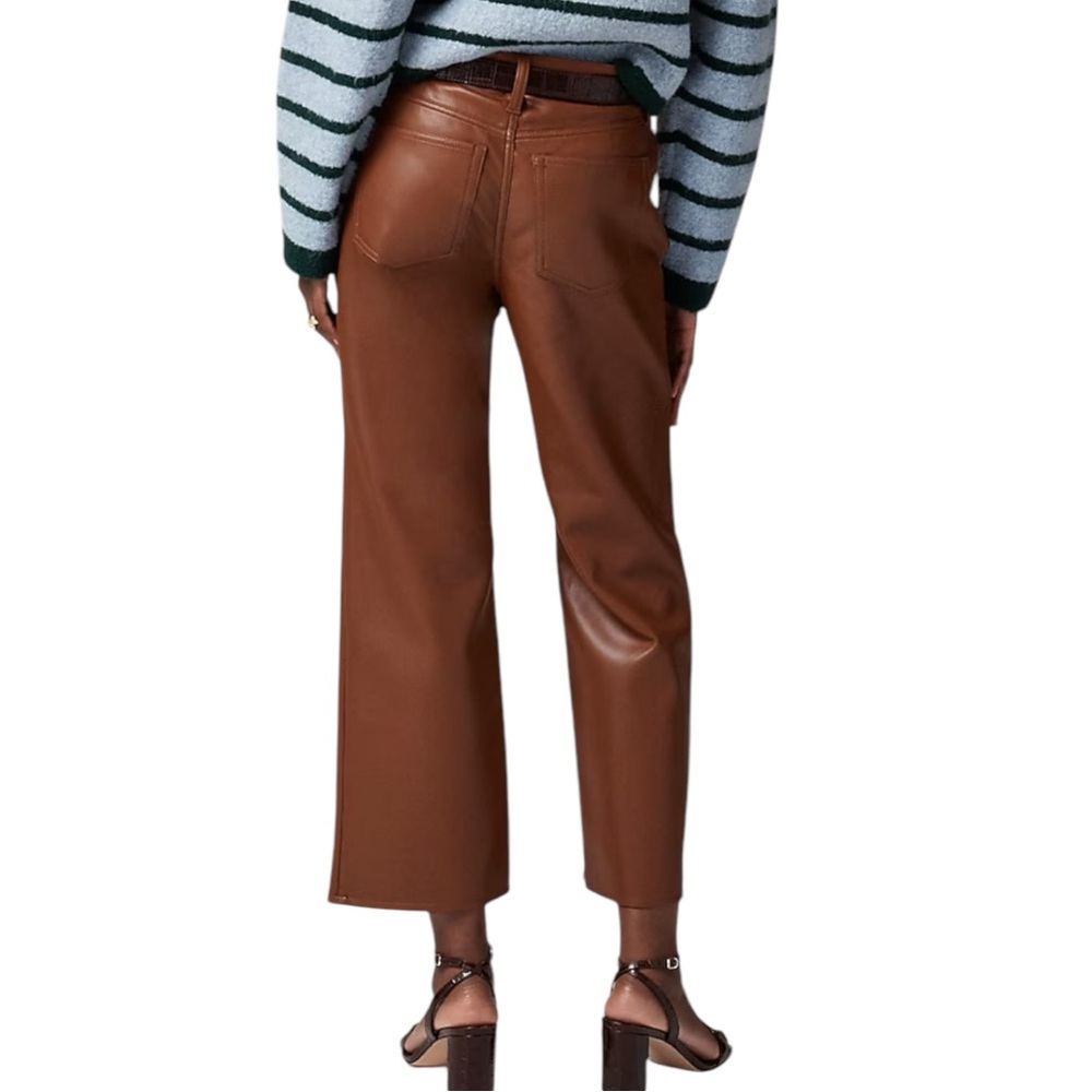 J Crew Faux Leather Slim Wide Leg Pants Womens‎ Size 29 Brown - Picture 4 of 10